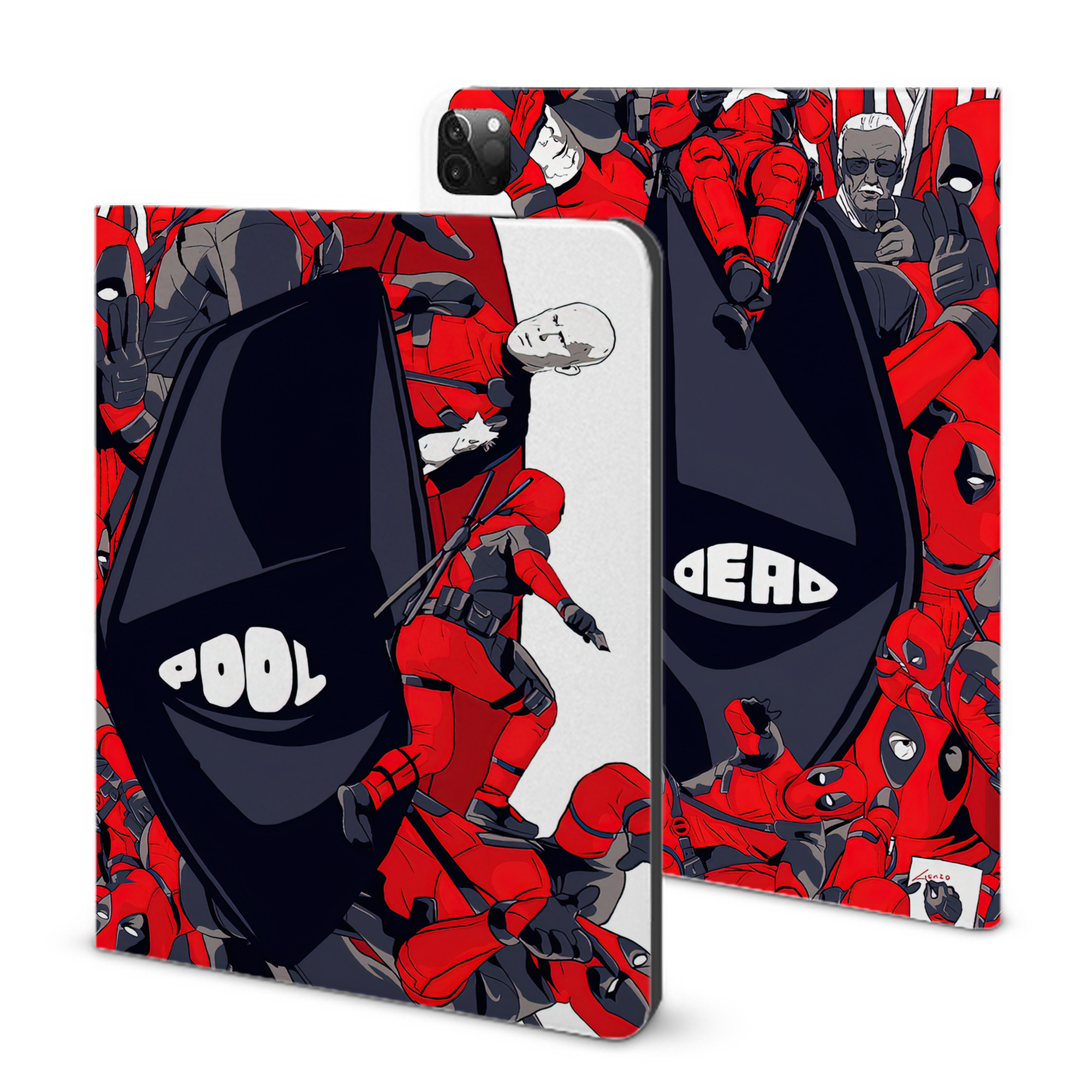 （画像用） Deadpool デッドプール IPadケース ペンホルダー付き ブックスタイルデザイン